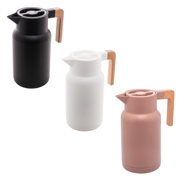 Garrafa Térmica Organic Nude, Branca, Preta 1L - Lyor